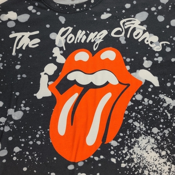 Rolling Stones Bleach Spattered Black T-Shirt Size Med - Picture 3 of 5